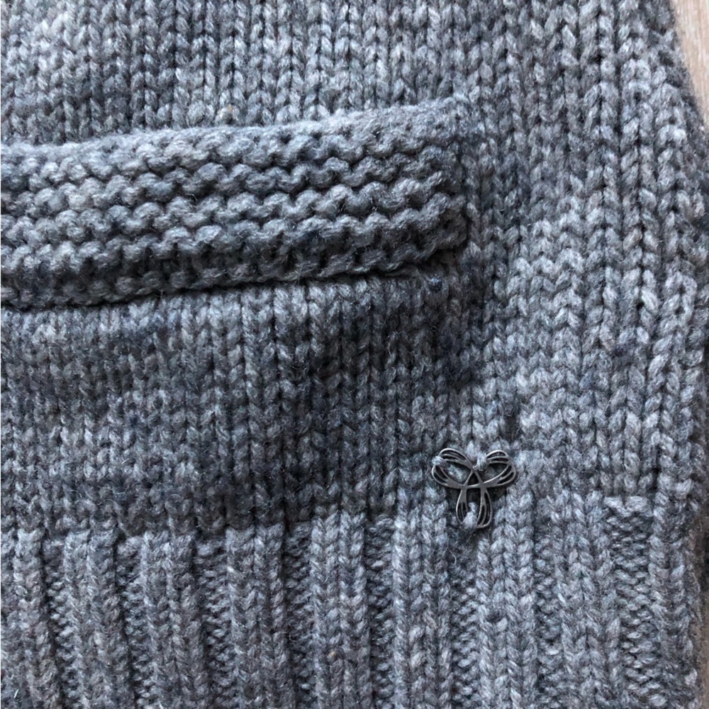 Aritzia TNA Sea To Sky Lambswool Chunky Knit Zip Sweater Medium Nordic Fair Isle - Picture 5 of 14
